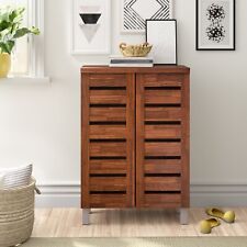 2 Door Shoe Storage Cabinet Footwear Stand Rack Unit Cupboard Sideboard Dark Oak