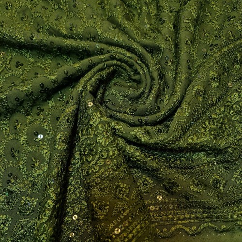 Olive viscose broderie - viscose,
