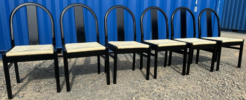 Vintage ebonised rush seat - vintage,