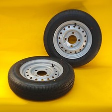 2x Wheel & Tyre 145/R13 for Maypole MP69193 & MP69213 Trailers 130mm PCD Silver