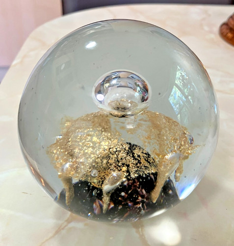 Large clear glass paperweight - glass,