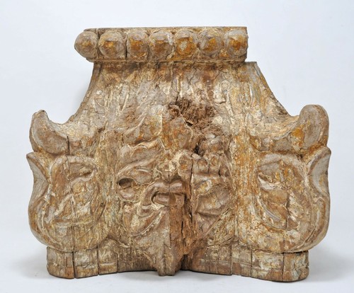 Antique wooden half pillar - antique,