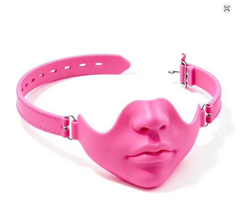 Pink silicone face mask mouth - pink,