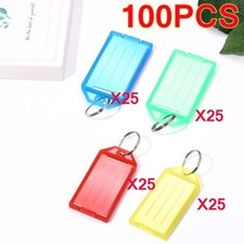 100pcs Assorted Colorful Plastic Key Chain Tag Luggage Labels Classified Tags
