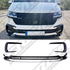 ABS STYLE FRONT BUMPER SPLITTER W/ CANARDS BLACK FOR VW TRANSPORTER T6.1 19-24