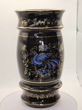 Vintage Black Vase 24K Gold