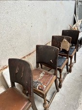 Four Art Deco Antique Leather