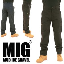 Mens MIG Cargo Combat Black Work Trousers & Knee Pad Pockets Size 30 to 42