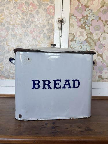 Vintage enamel bread bin - enamel,