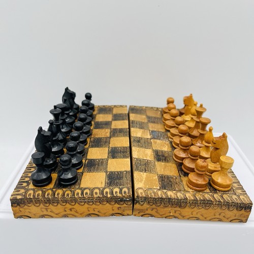 Vintage folding wooden chess - folding,