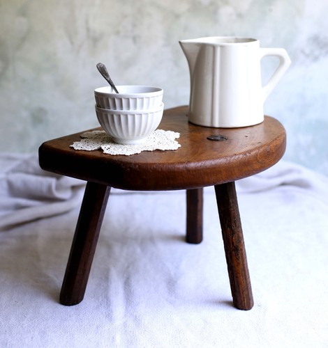 Primitive french milking stool - milking,
