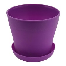 Plastic Plant Flower Pot Planter With Saucer Tray Round Gloss Home Garden9186