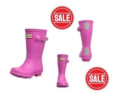 HUNTER WELLIES Kids Original Tall Childrens Wellington Boots Lipstick Pink UK 7