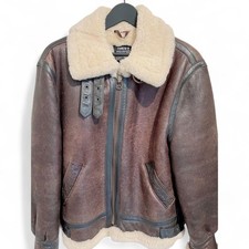 Schott B-3 Flight Jacket 40 Sheepskin Mouton Lambskin Leather Vintage Bomber USA