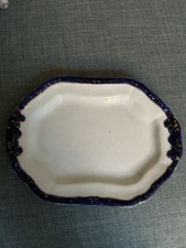 Bistro Bishop & Stonier Blue  & gold edged sandwich / rectangular plates 