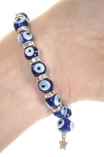 Lucky Charm Nazar Star Turkish Evil Eye Protection Bracelet Blue Crystal Pendant