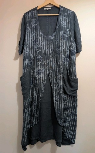 Chesca 100 linen dress - linen, blue