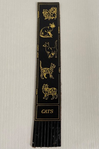Vintage leather bookmark cats - leather,