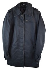 Montgomery Womans Cotton Blue Mac Trench Raincoat Button Size M Water