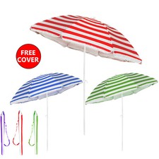 Beach Tilting Parasol Umbrella 1.8m Patio Garden Outdoor UV Protection Sun Shade