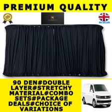 VW VOLKSWAGEN TRANSPORTER T5 T6 T6.1 BLACKOUT CURTAINS BLACK CAMPERVAN CURTAIN