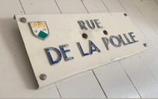 Rare Vintage French Street Sign 'Rue De La Polle' - Raised Letters On Metal