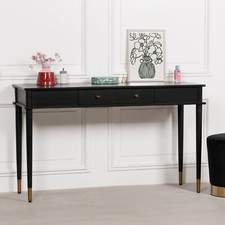 Art Deco Wooden Classic French Modern Style Black Hall Console Table Brass Feet