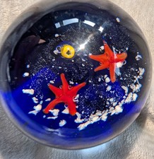 Glass Paper Weight With Starfish Underwater Design