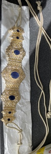 Gold navy blue moroccan kaftan - moroccan,