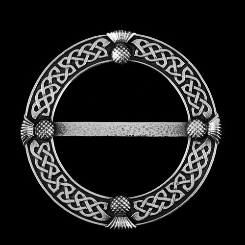 Pewter scarf ring thistle - -,