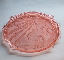 WALTHER & SOHNE glass PIERROT PIERRETTE  dressing table tray 1937 Art Deco PINK