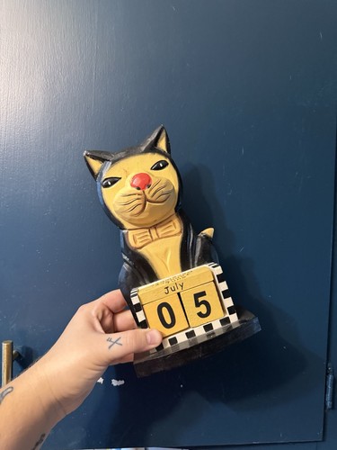 Vintage wooden cat - vintage,