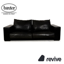 Baxter Budapest Leather Three-Seater Black Dark Brown Sofa Couch