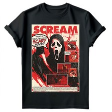 Ghost Face Scream T-Shirt Halloween Horror Slasher Spooky Villain Tee Top #H#V