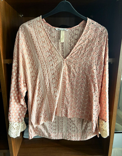 Zara pink embroidered boho - pink,