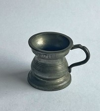 VINTAGE ENGLISH PEWTER BIRMINGHAM GASKELL & CHAMBERS 1/6 GILL (23.7ML) MEASURE