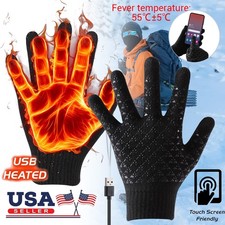 Heated Gloves Rechargeable, Electric Hand Warm Winter Thermal Gloves Windproof