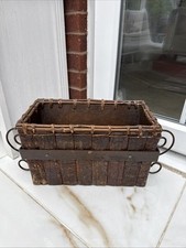 Wooden & Metal Heavy Vintage Unique Magazine Rack/Planter/ Storage basket