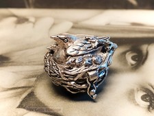 Bird in Nest tiny silver