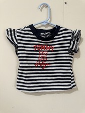 Tommy Hilfiger 18 Month Tommy Graphic Black and White Short Sleeve Ruffle Shirt