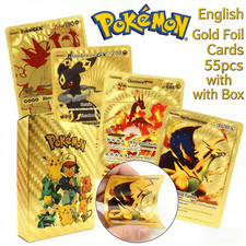55PCS Pokemon Card Foil GOLD