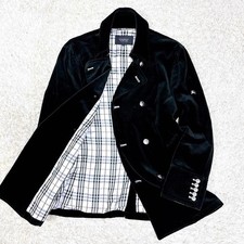 Burberry Black Label Marine Double Breasted Coat Nova Check Cotton Size M Men