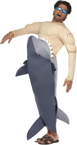Mens man eating - man, shark