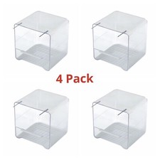 4 x Cage Aviary Bird Bath with Metal Hooks for Finch Canary Birds Clear Plastic