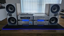 Aiwa XR-M98 Rare Mini Silver&Blue Hi-Fi Stack System, Speakers & Remote, Japan