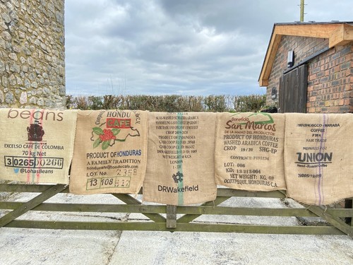 10x used empty coffee hessian - 10x,