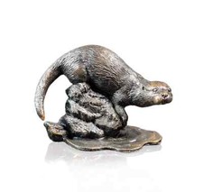 Small Otter Foundry Cast Bronze Sculpture by Keith Sherwin 1213 *