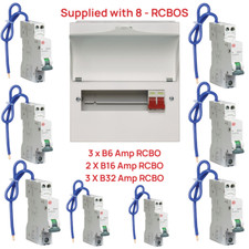 Wylex 8 Way Consumer Unit NM806L  +  8 RCBOs Amendment 3 - UK STOCK - NEW
