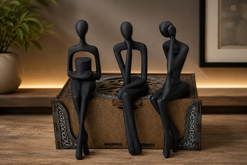 Set abstract shelf sitter - of,