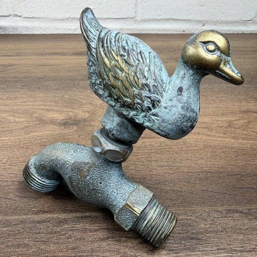 Vintage brass duck garden tap - brass,